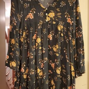 Altar'd State Black and Gold Floral Dress